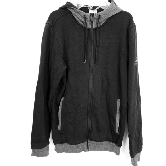 ADIDAS Full Zip Hoodie Sweatshirt Black Jacket S - Picture 1 of 16